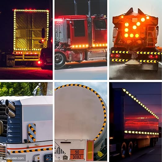 Reflective Tape, 2 Inch x 65 Feet, Yellow Black Outdoor Waterproof High Viscosity Safety Reflective Tape for Trailers, Bikes, Cars
