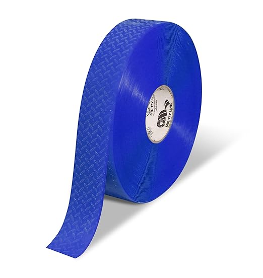 Mighty Line 2" Anti-Slip Solid Color Floor Marking Tape for Safety, Caution, Warning, Flooring, Heavy-Duty, Peel and Stick, Adhesive, Industrial Quality, 100' Roll, Blue