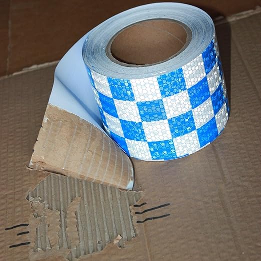 Reflective Tape Blue White 4 Inch x 68 Feet, Outdoor Waterproof Warning Reflector, Night Safety Stickers for Vehicles