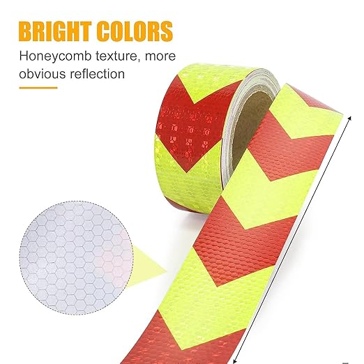 Reflective Tape, Waterproof Self Adhesive Dot Reflective Tape Outdoor Safety Caution Reflector for Trailers, Bikes, Cars(Red Yellow, 2 Inch x 65 Feet)