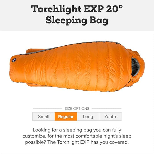 Big Agnes Torchlight EXP - 650 RDS DownTek Ultralight Sleeping Bag, Backpacking Gear, Compact Cold Weather Camping Mummy