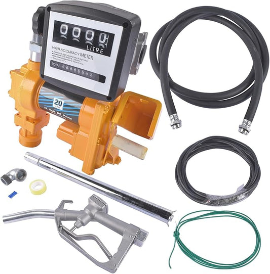 20GPM 12V DC Fuel Transfer Pump Gasoline Pump with Nozzle Kit Yellow Replacement for Gas Diesel Kerosene with Particulate Filter Vahaha