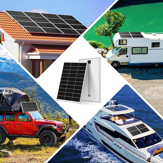 DOKIO 150W 18V Monocrystalline Solar Panel for 12V Systems, MC4 Connector, Aluminum Frame, Pre-Drilled Mounts for RV, Boat, Roof, Off-Grid Power