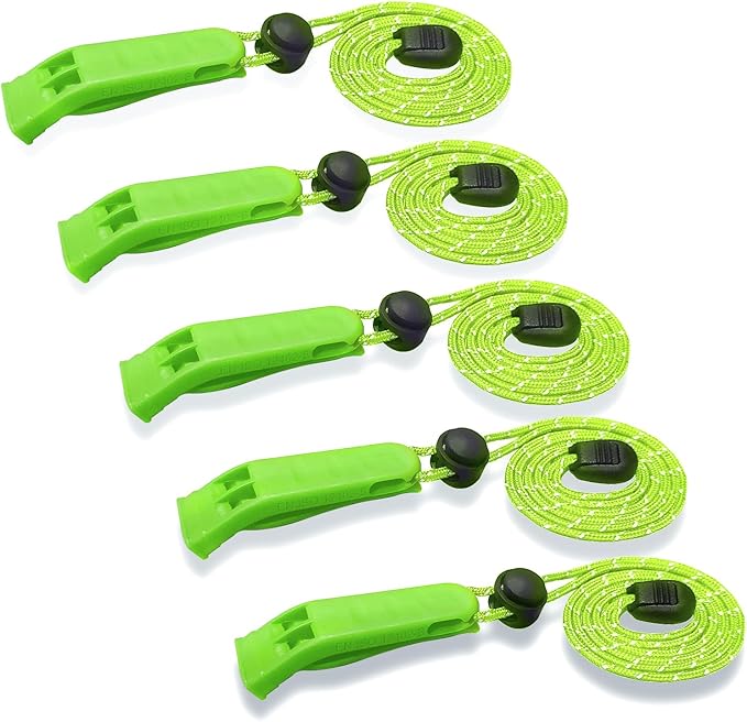 Emergency Whistle, 120db Safety Whistle Survival Shrill Loud for Camping Hiking Hunting Boating Fishing Life Vest Jacket Rescue Signaling Kids Lifeguard 5 Pack