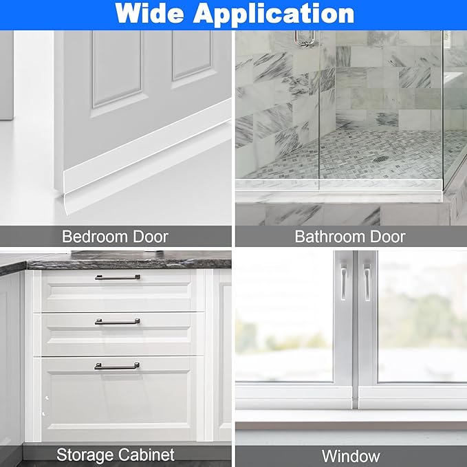 ToLanbbt Weather Stripping Silicone Door Seal Strip 2 in x 40 ft Door Draft Stopper Self Adhesive Door Draft Tape, Side & Bottom Gaps Insulation Strip for Glass Shower Door Sliding Door Window, Clear