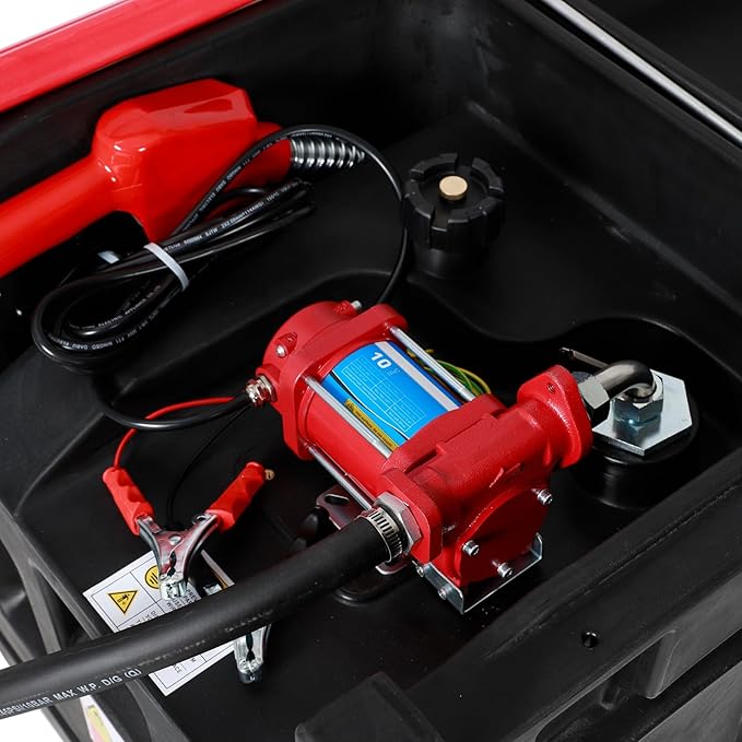 Portable Gasoline Diesel Fuel Transfer Tank with Pump, 10GPM Flow Rate, 48 Gallon Portable Fuel Tank with 12V DC Electric Fuel Transfer Pump for Gasoline Diesel Dual Fuel Capability