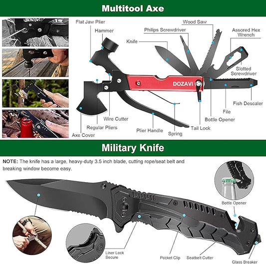 Gift for Men Dad Husband Christmas, Survival Kits, 142 in 1 First Aid Kit, Emergency Kits, Survival Gear and Equipment with Molle Pouch for Camping Hiking Outdoor