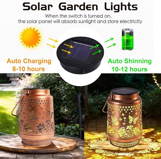 Butterfly Solar Lantern,Hanging Butterfly Solar Lights for Outside,Garden Decor Birthday Gifts for Grandma Women Mom Sister,Decorative for Yard Backyard Patio Deck Porch