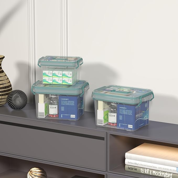 2-Pack Clear Plastic Medicine Storage Organizer & First Aid Box – Multi-Layer Medicine Storage Box, Durable Medicine Organizer, Clear Medicine Storage Box for Home, Office & Travel