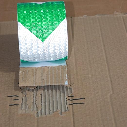 Reflective Tape Green and White 4 inch X 166 feet, Outdoor Waterproof Hazard Conspicuity Safety Industrial Marking Tape