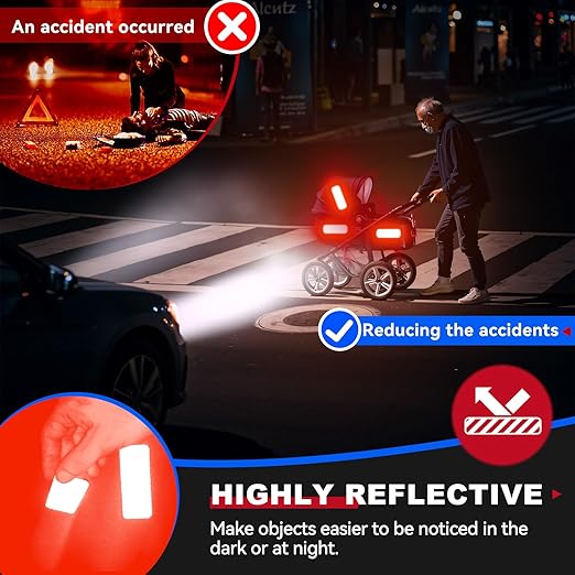 20 Pcs Super Reflection Reflective Stickers Made of 3M DG3, Safety Reflective Tape for Car Bike Mailbox Helmet, Red Tape Outdoor Waterproof 3.15" X 1.18"