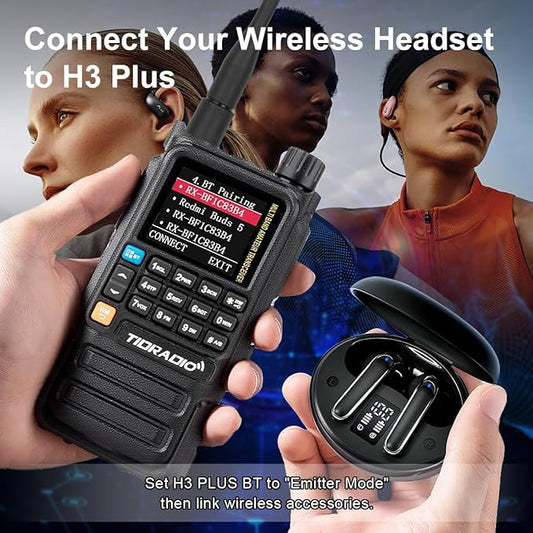 Ham Radio TIDRADIO TD-H3 Plus, Bluetooth-Headphone-connectable, Web Upgrade, APP PC Wireless Programming, 8-Band Long Range Walkie Talkies NOAA Weather Two-Way Radio Handheld for Survival Gear 2 Pack