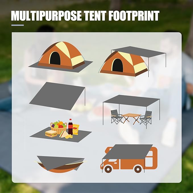 REDCAMP Waterproof Camping Tent Tarp - 83" x83'', 4 in 1 Multifunctional Tent Footprint for Camping, Hiking and Survival Gear, Lightweight and Compact