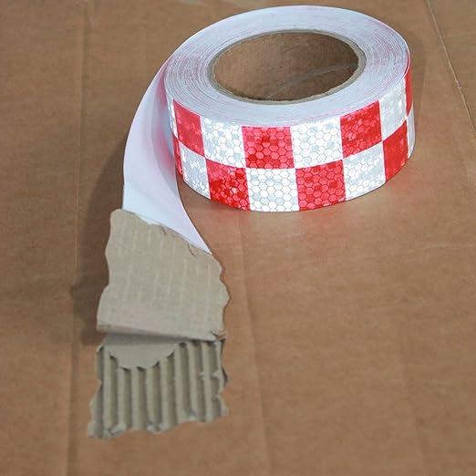 Red and White Reflective Tape 2 inch X 66 feet X 10 Rolls, Outdoor Waterproof Hazard Conspicuity Warning Marking Tape