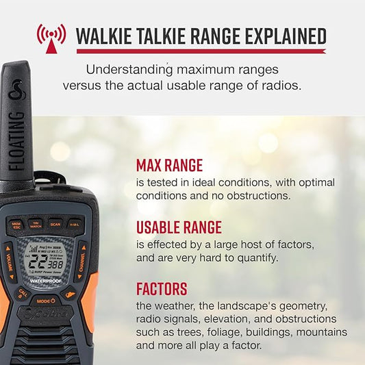 Cobra CXT10953PH-M Emergency Two-Way Radios, Waterproof Walkie Talkies, Up to 40 Mile Range, 22 Channels and NOAA Weather Channels, UHF/FM Ultra-Clear Reception, 3-Pack