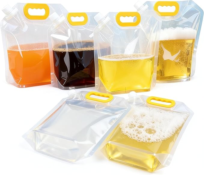 Collapsible Water Container Bag 8Pcs 1.3 Gallon, Freezable Plastic Foldable Water Pouch with Handles,Leak-Proof Plastic Storage Jug for Outdoor Sport Camping Emergency Survival