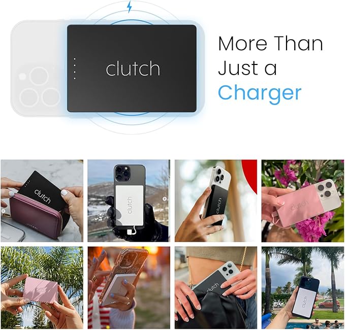 Clutch - Pro USB-C Portable Charger - Compatible with iPhone 15,16, 17 & Android Devices - Power Bank Magnetic Battery - TSA Travel Approved - USB Rechargeable - Built-in Cable - 5000 mAh - 3.7oz