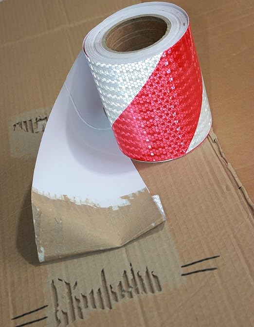 Reflective Tape Red White 6 inch Wide for Bikes, Outdoor Waterproof High Visibility Safety Warning Adhesive Strips (66 feet)