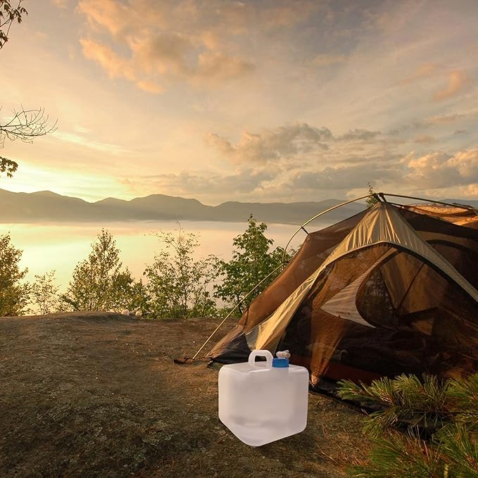 Collapsible Water Container with Spigot, Camping Water Storage Carrier Jug BPA-Free for Outdoors Hiking Backpack & Survival Kit, Foldable Portable Canteen 1.3/2.6/3.9/5.3 Gallon (2.6 Gallon, 1-pack)