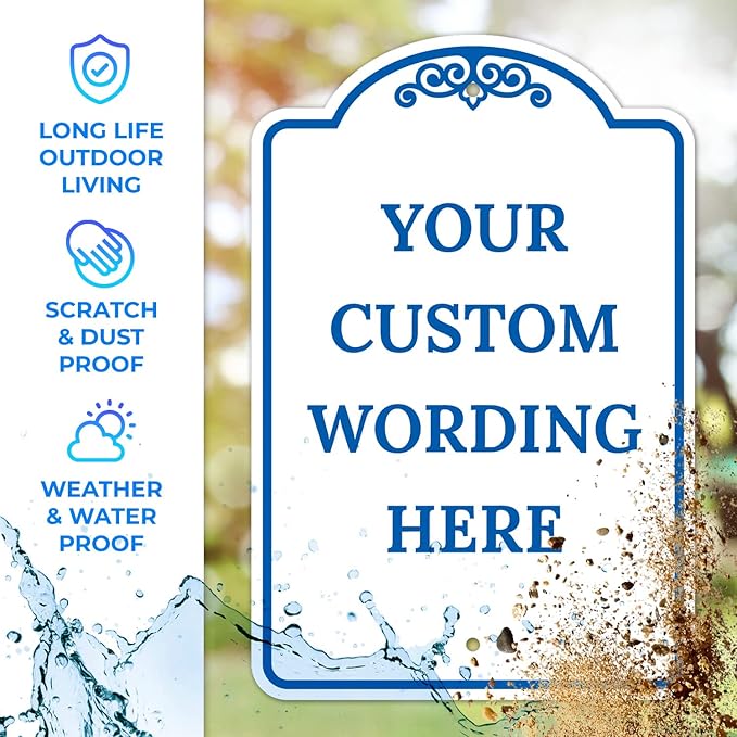 Custom Indoor/Outdoor Decorative Sign,Custom Personalized Blue Border Sign, 12x18 Inches, ACM, Fade Resistant, Made in USA