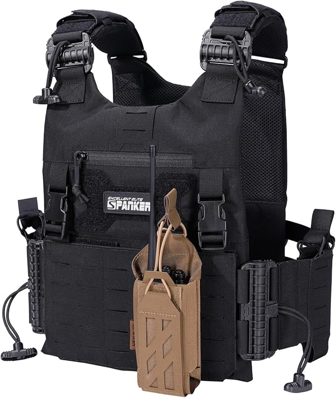 EXCELLENT ELITE SPANKER Tactical Universal Radio Holster Holder Molle Radio Pouch Adjustable for Duty Belt,Vest for Two Ways Walkie Talkie