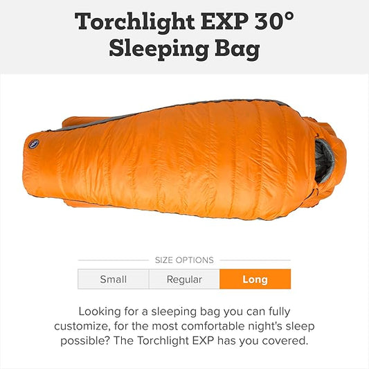 Big Agnes Torchlight EXP - 650 RDS DownTek Ultralight Sleeping Bag, Backpacking Gear, Compact Cold Weather Camping Mummy