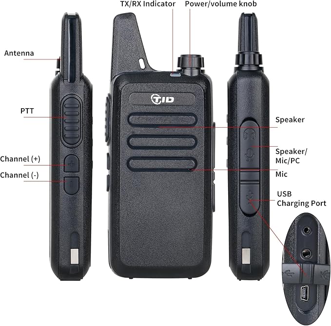 TIDRADIO Walkie Talkies for Adults Long Range Two Way Radio License-Free VOX Radios Walkie Talkies Rechargeable 2 Way Radio with Earpiece, for School Retail Church Restaurant (TD-M8s 6 Pack)