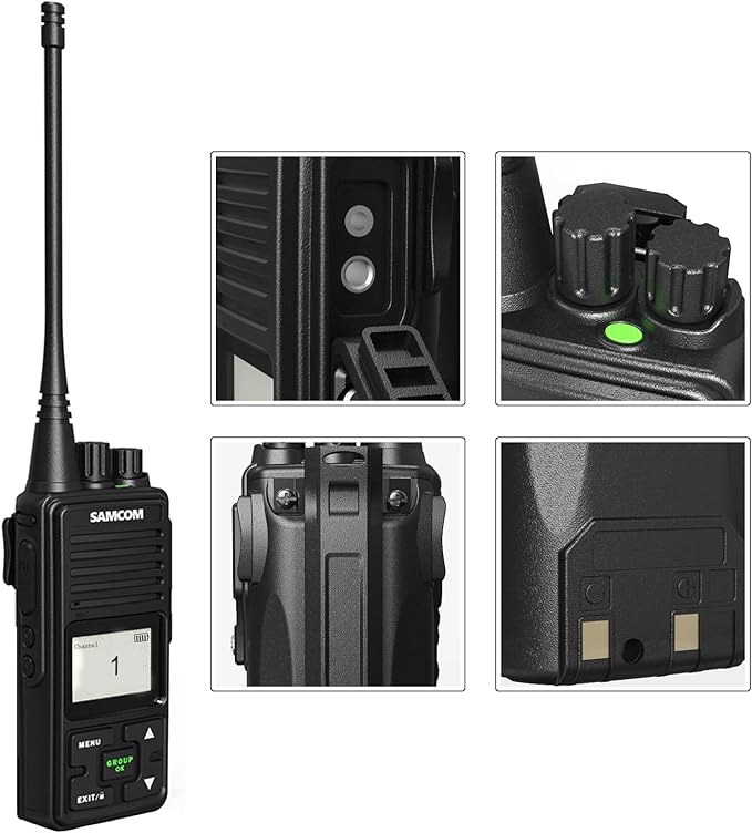 SAMCOM FPCN10A 2 Way Radios Walkie Talkies Rechargeable, 3000mAh Two-Way Radios Long Standby, Group Call VOX Programable UHF Handheld Radio for Commercial Church Warehouse, 2 Packs