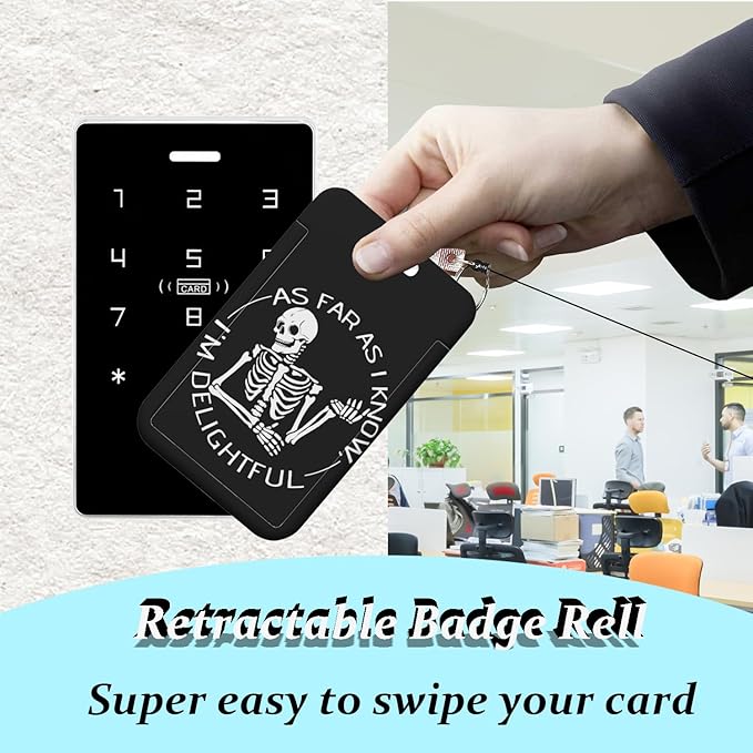 Skull Badge Holder Lanyard ID Card Holders Detachable Name Tag Clips Cute Funny Nurse Teacher Office Gifts Women Man Cate Badge Holder (Skull)