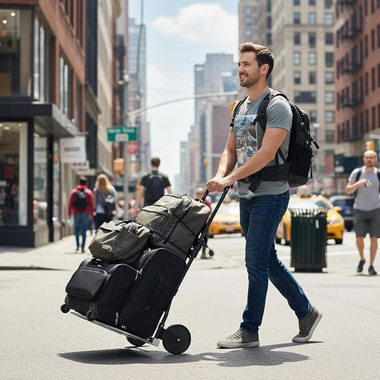 Leeyoung Folding Hand Truck and Dolly, 264 Lb Capacity Heavy-Duty Luggage Trolley Cart with Telescoping Handle and PP+EVA Wheels