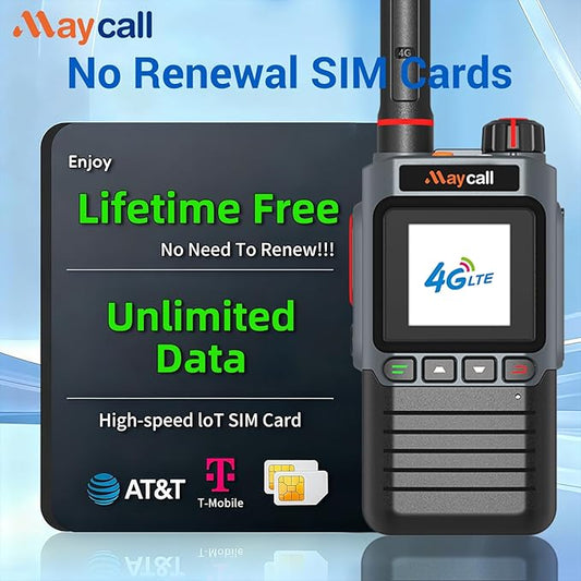 Lifetime Use Satellite Walkie Talkies with SIM Cards Global Unlimited Range Walkie Talkies 4G LTE POC Radio Dual SIM 3000 Mile Range Walkie Talkie 3000mAh Battery with Flashlight (MC-368)