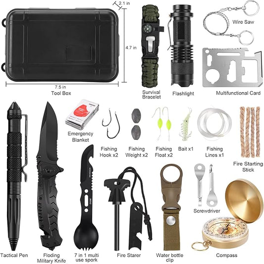 Gifts for Men Dad Christmas Husband Teenage Boy, Survival Kit 28 in 1, Survival Gear Tool Emergency Tactical Equipment Supplies Kits for Families Outdoors Camping Hiking Adventures