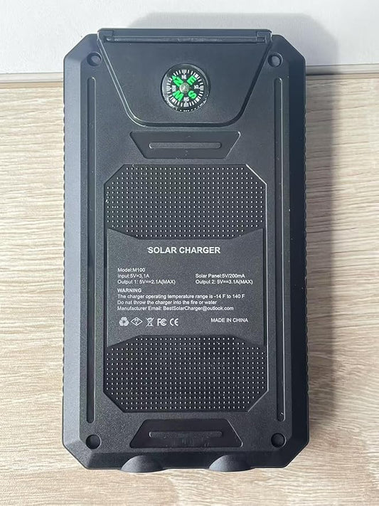 WONGKUO Solar Charger Power Bank - 36800mAh Solar Phone Charger, QC3.0 Fast Charger with LED Flashlight, IP65 Waterproof Portable Power Bank for Outdoor Activities (Blue)