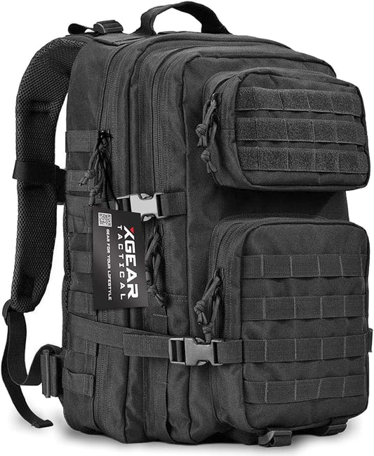 XGear Tactical Military Tactical Backpack – Large Army Assault 3 Day Molle Bug Out Bag Hiking Trekking Rucksack Backpack (Black)