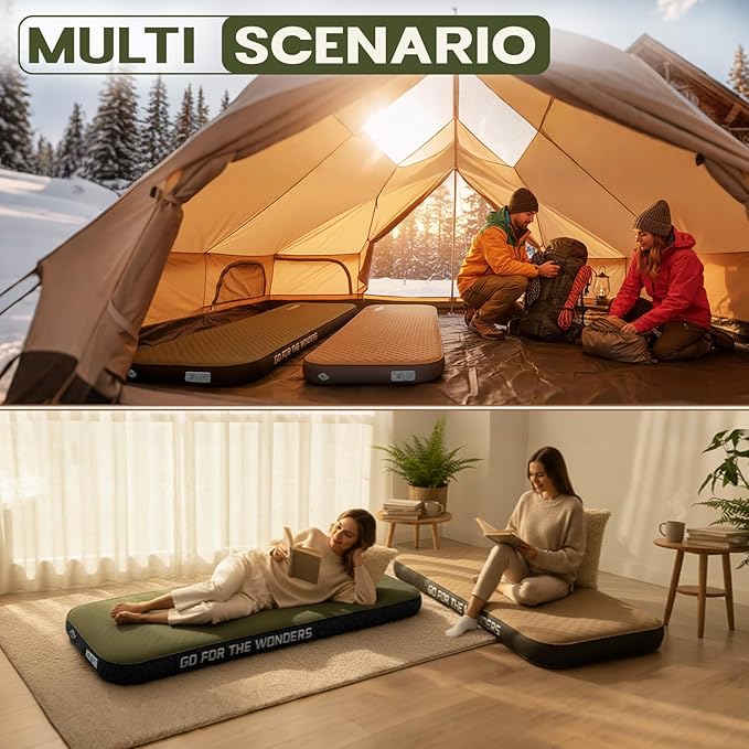 UPWELL Self Inflating Sleeping Pad 4.5" Thickness Camping Mattress with Solid Foam Single Sleeping Mat Portable Fast Inflation for Outdoor Mat Portable Roll Up,with air Pump