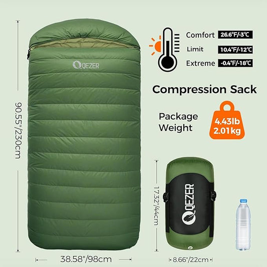 XL Sleeping Bag-600 Fill Power Down Sleeping Bag for Adults, Ultralight Ideal for Backpacking, Camping, Hiking