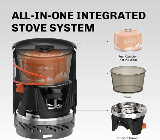 Fire-Maple "Fixed Star 1" Backpacking and Camping Stove System | Outdoor Propane Cooking Gear | Portable Pot/Jet Burner Set | Ideal for Hiking, Trekking, Fishing, Hunting Trips and Emergency Use