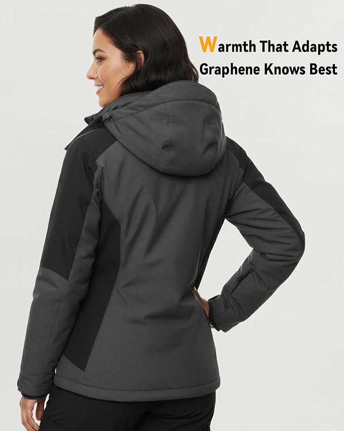 Wulcea Graphene Heated Jacket For Women 12V 18400mAh Fast Charge With Large Capacity