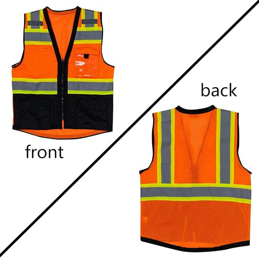 VENDACE Safety Vest Hi Vis Reflective Vest for Men with Pockets ANSI Class 2 High Visibility Construction Work Vest