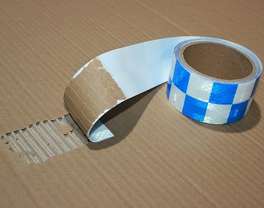 Blue White Reflective Tape 2 inch Wide for Cars, Outdoor Waterproof High Visibility Safety Warning Adhesive Strips (10 feet)