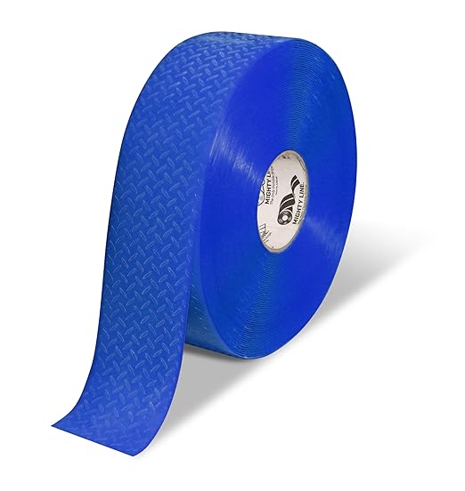 Mighty Line 3" Anti-Slip Solid Color Floor Marking Tape for Safety, Caution, Warning, Flooring, Heavy-Duty, Peel and Stick, Adhesive, Industrial Quality, 100' Roll, Blue