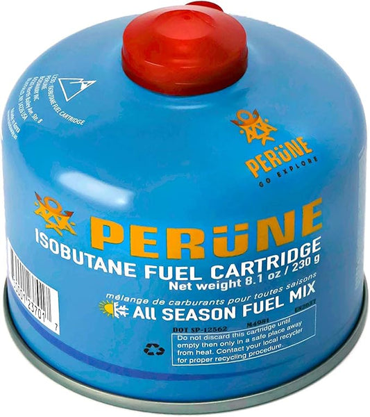 Perune Iso-Butane Camping Fuel Gas Canister All Season Mix - 230gram (4 Pack)