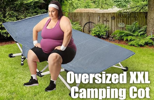 79" L x 32" W x 18" H Oversize Camping Cot with Comfortable Mattress XXL Sleeping Cots for Adults Camping Bed Folding Cot Heavy Duty with Carry Bag for Home Travel Outdoor Indoor