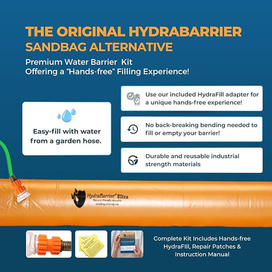 Watershed Innovations Best Sandbag Alternative - Hydrabarrier Ultra 12 Foot Length 6 Inch Height. - Water Diversion Tubes That are The Lightweight, Re-usable, and Eco-Friendly - Bulk - 2 Pack