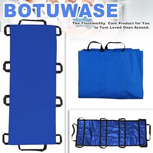 Portable Transport Stretcher with 10 Handles – Lightweight Dog Stretcher & Gurney, Patient Animal Mover for Emergency Casualty Evacuation, 300lbs Capacity (Blue) Large