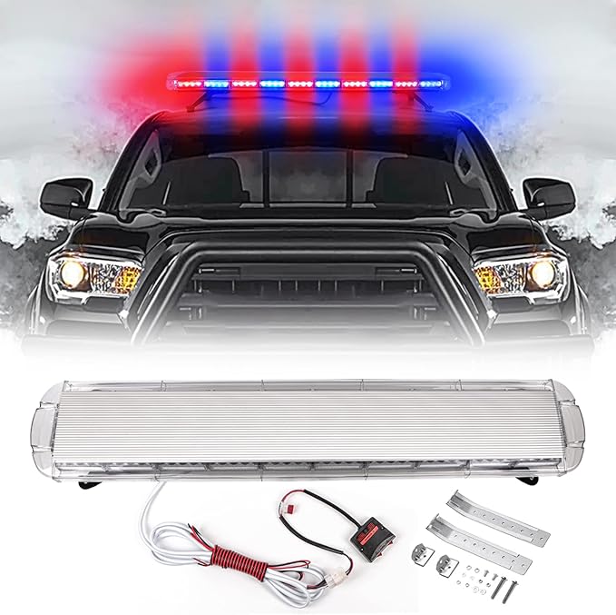 47" 88LED Extreme Bright Intensity Construction Emergency Warning Strobe Light Bar Rooftop Low Profile Law Enforcement Hazard Flashing for Tow Truck Vehicle Red/Blue/Red