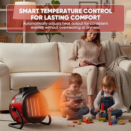 Saker 3000W Portable Ceramic Heater with Adjustable Thermostat, PTC Fast Heating Technology, 90° Oscillation & Safety Protection for Home Office Workshop
