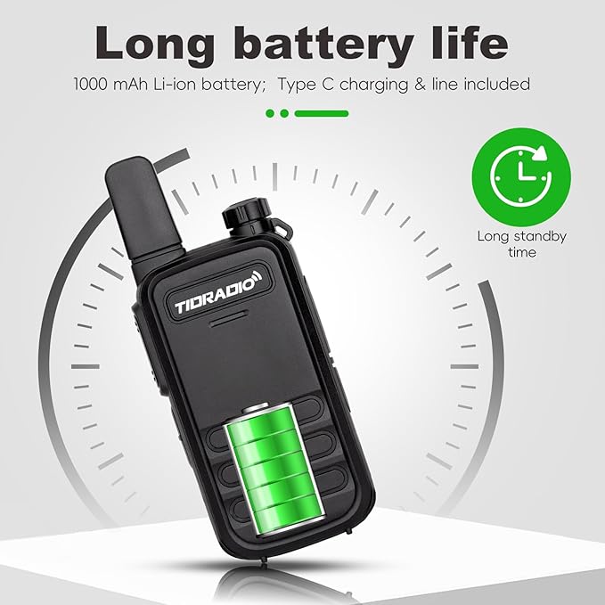 TIDRADIO TD-M11 Waterproof Walkie Talkies Long Range Two Way Radio with Earpice,LED Display,NOAA Weather Receiver,APP Programmable,Mini Walkie-Talkie for Team Work,Restaurant,Business,School-10Pack