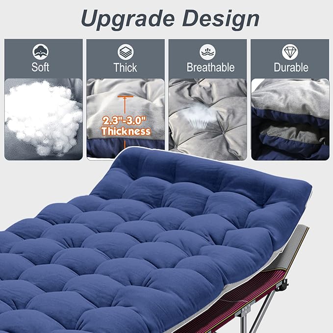 ABORON Heavy-Duty Folding Guest Bed for Adults, 500lb Capacity, Portable Extra Cot with 1203D Double Layer, Ideal for Indoor Guest Stays & Temporary Home Use
