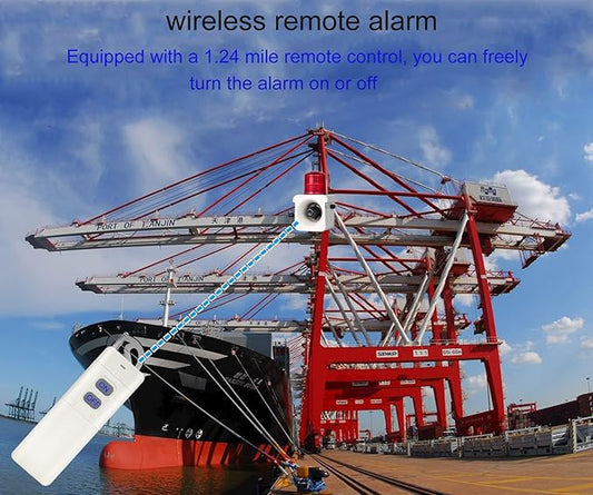 YASONG SLA-800Y Wireless Remote Control Alarm Siren(2km/1.24 mi), LED Strobe Warning Light 120dB Horn Power 15W AC110V for Loss Prevetion, Warehouse, Factories